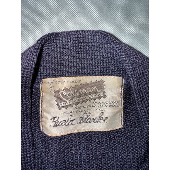 2/$35 Vintage Academia Old Money Custom 100% Wool Navy cardigan Womens Medium - Picture 5 of 9